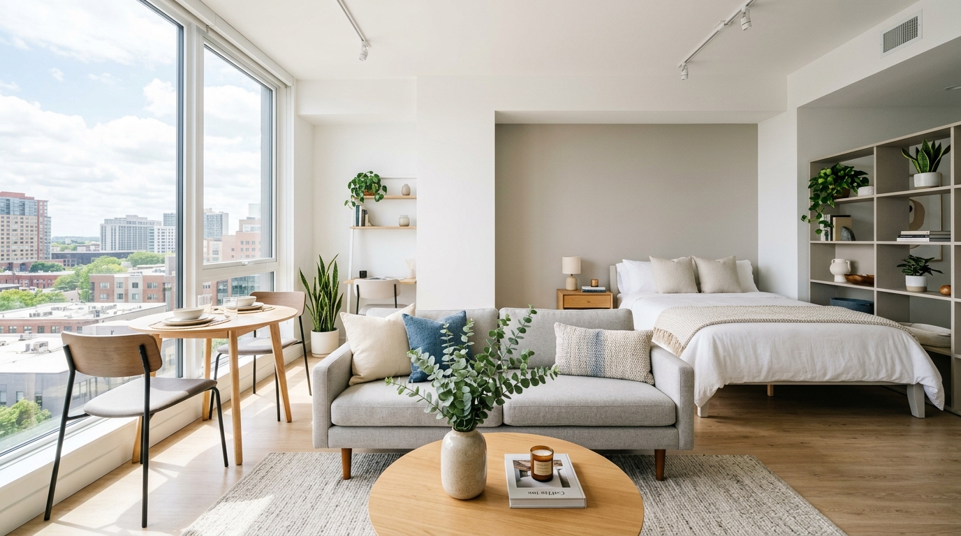 How to Stage Studio Apartment Photos in 60 Seconds
