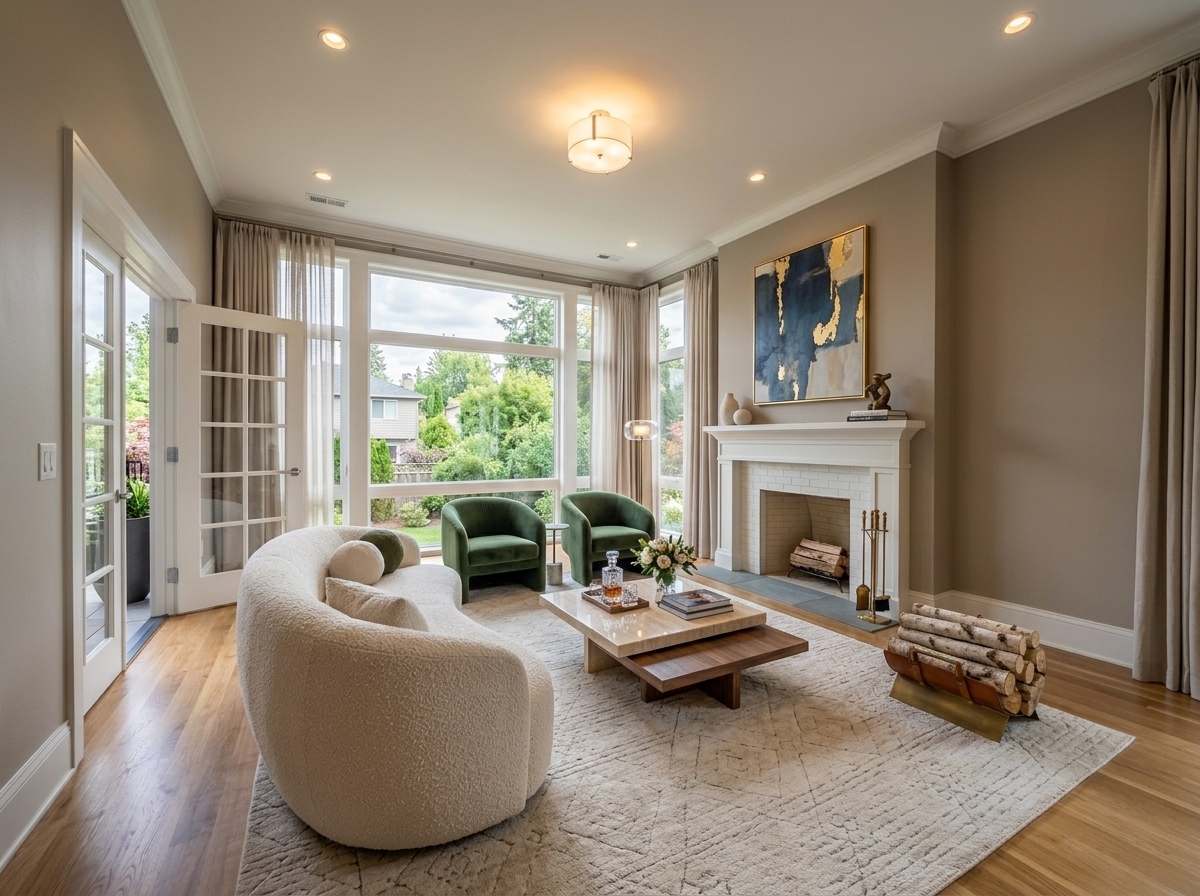 AI Luxury Living Room Staging — Sell High-End Homes Faster example