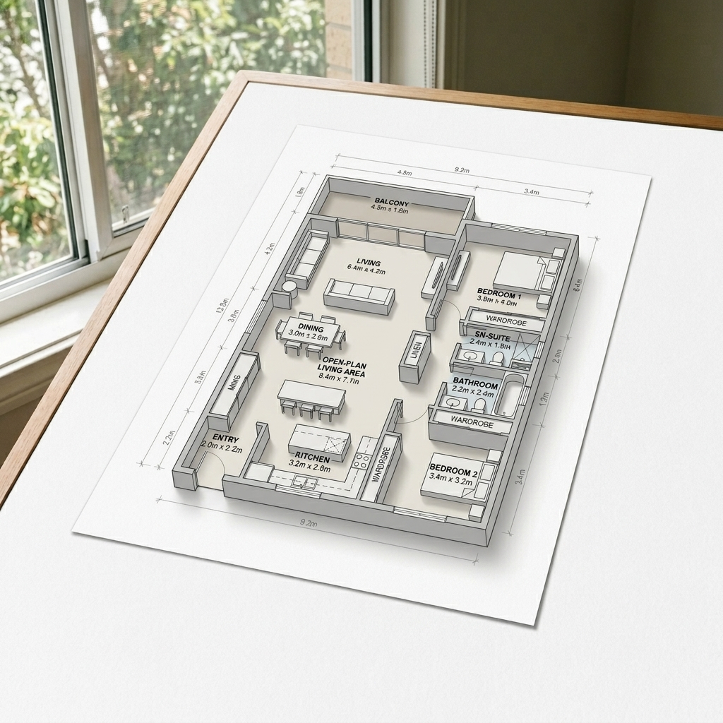 AI Floorplan to 3D Model — Axonometric Visualization example