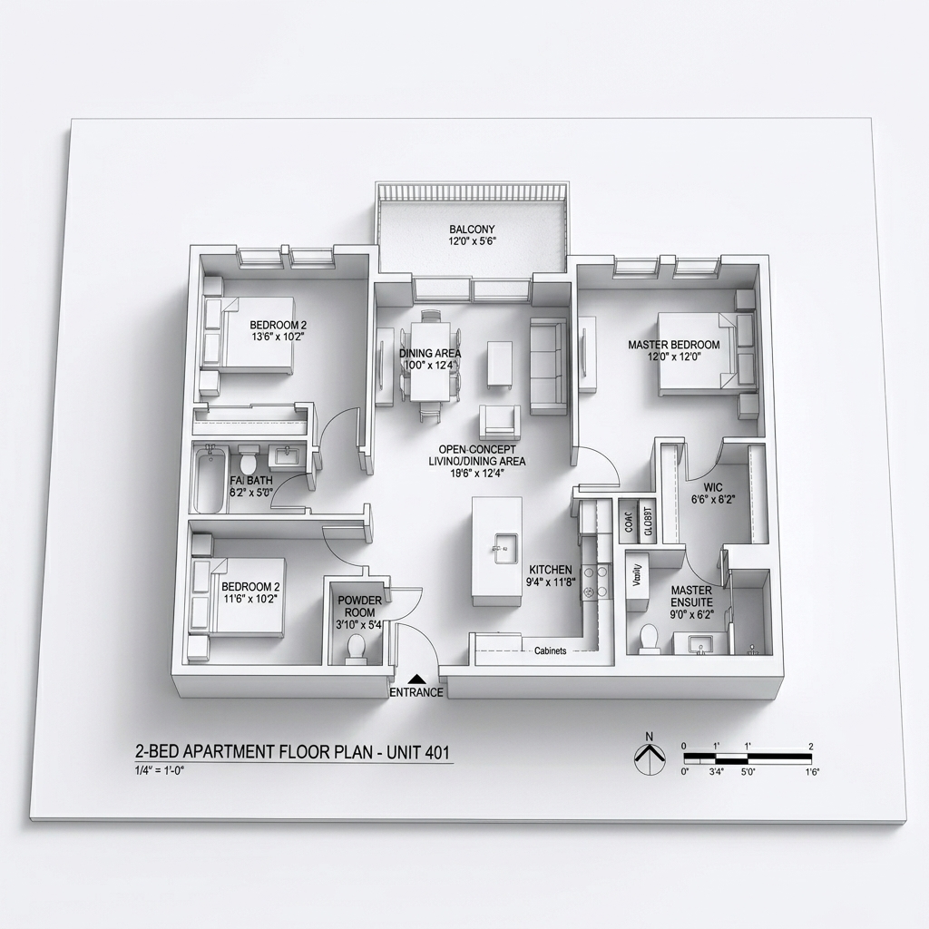 AI Floorplan to 3D Model — Axonometric Visualization example